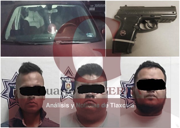 Detienen en Apizaco a tres presuntos responsables de asalto a un OXXO